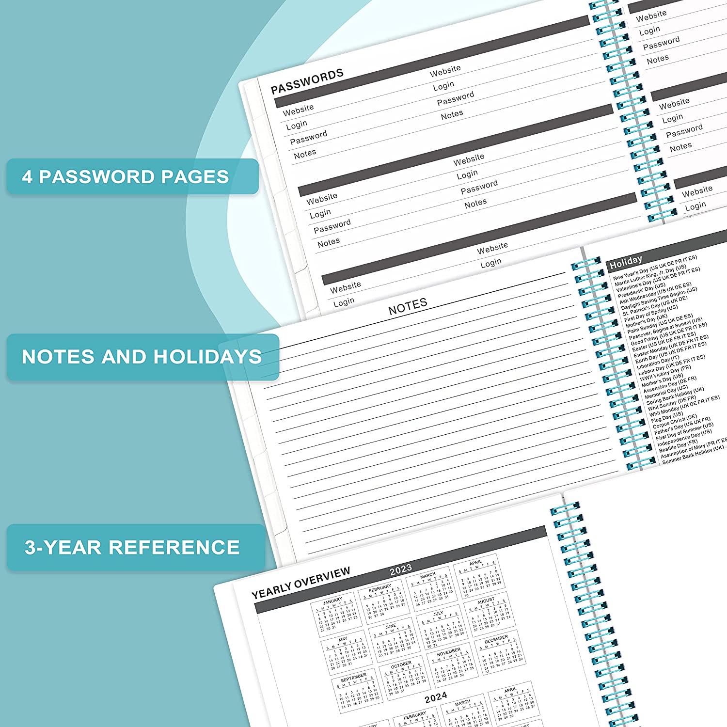 Monthly Planner 2023-2025 - Monthly Calendar 2023-2025 with Two-Side Pocket, July 2023 - June 2025, 9" x 11", Two Years Monthly Planner, Cardboard Cover, Perfect Organizer - Image 5